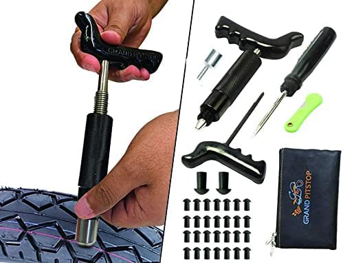 GRAND PITSTOP Tubeless Tire Puncture Repair Kit with 36 Mushroom Plugs for Cars, Motorcycles, ATVs, Trucks, (30 Mushroom Plugs)
GRAND PITSTOP Tubeless Tire Puncture Repair Kit with 36 Mushroom Plugs for Cars, Motorcycles, ATVs, Trucks, (30 Mushroom Plugs)