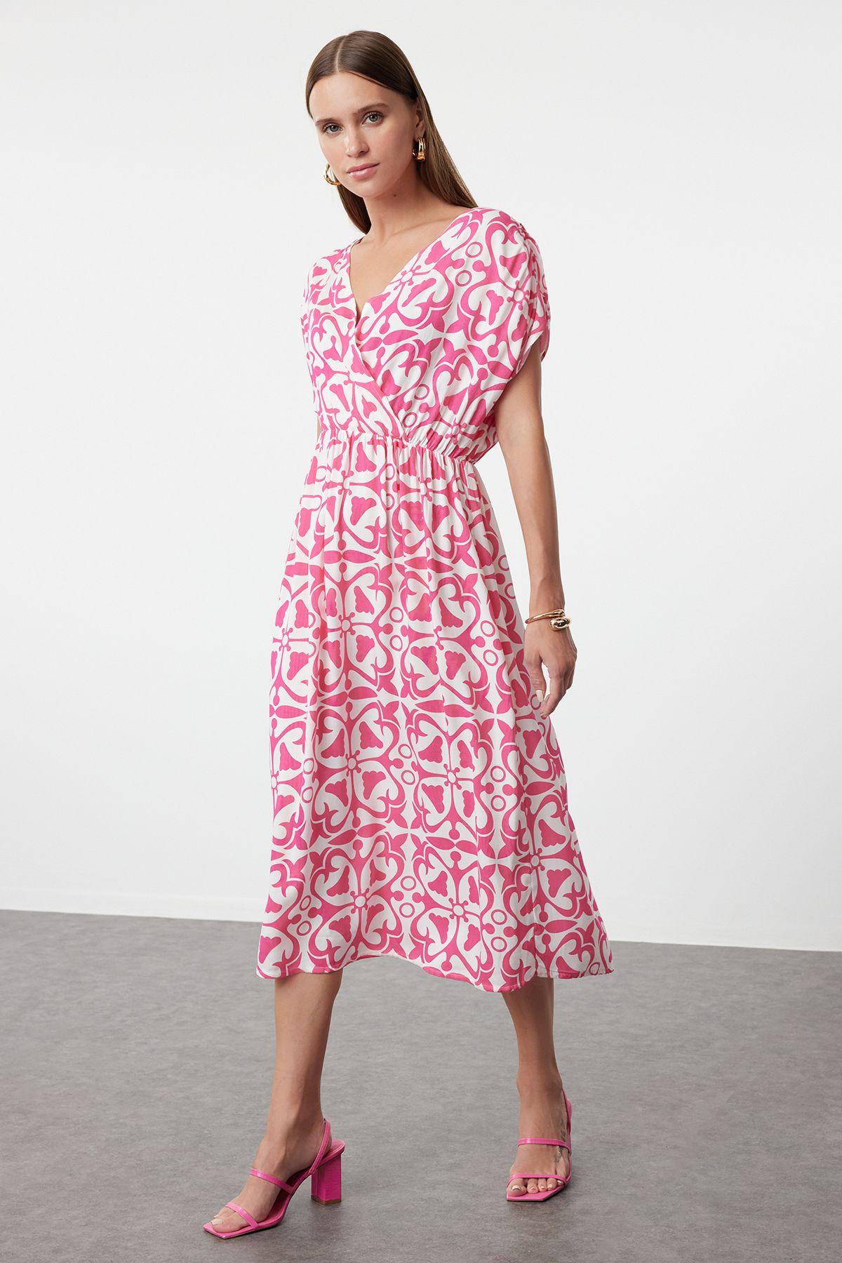 Women s Style Dress Pink Patterned A-Line Double Breasted Neck Midi Viscose Woven Dress M
Women s Style Dress Pink Patterned A-Line Double Breasted Neck Midi Viscose Woven Dress M