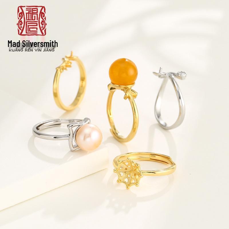 Creative S925 Sterling Silver Pearl Ring with Turquoise, Amber, and Strawberry Crystal Stones
Creative S925 Sterling Silver Pearl Ring with Turquoise, Amber, and Strawberry Crystal Stones
