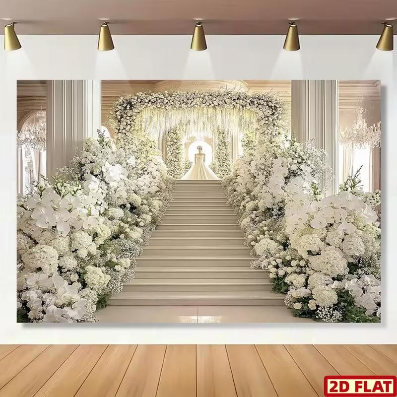 2D Pure White Floral Staircase Backdrop Luxury Wedding Venue Photo Booth Background Cloth 47.2x31.5inch/120*80cm
2D Pure White Floral Staircase Backdrop Luxury Wedding Venue Photo Booth Background Cloth 47.2x31.5inch/120*80cm