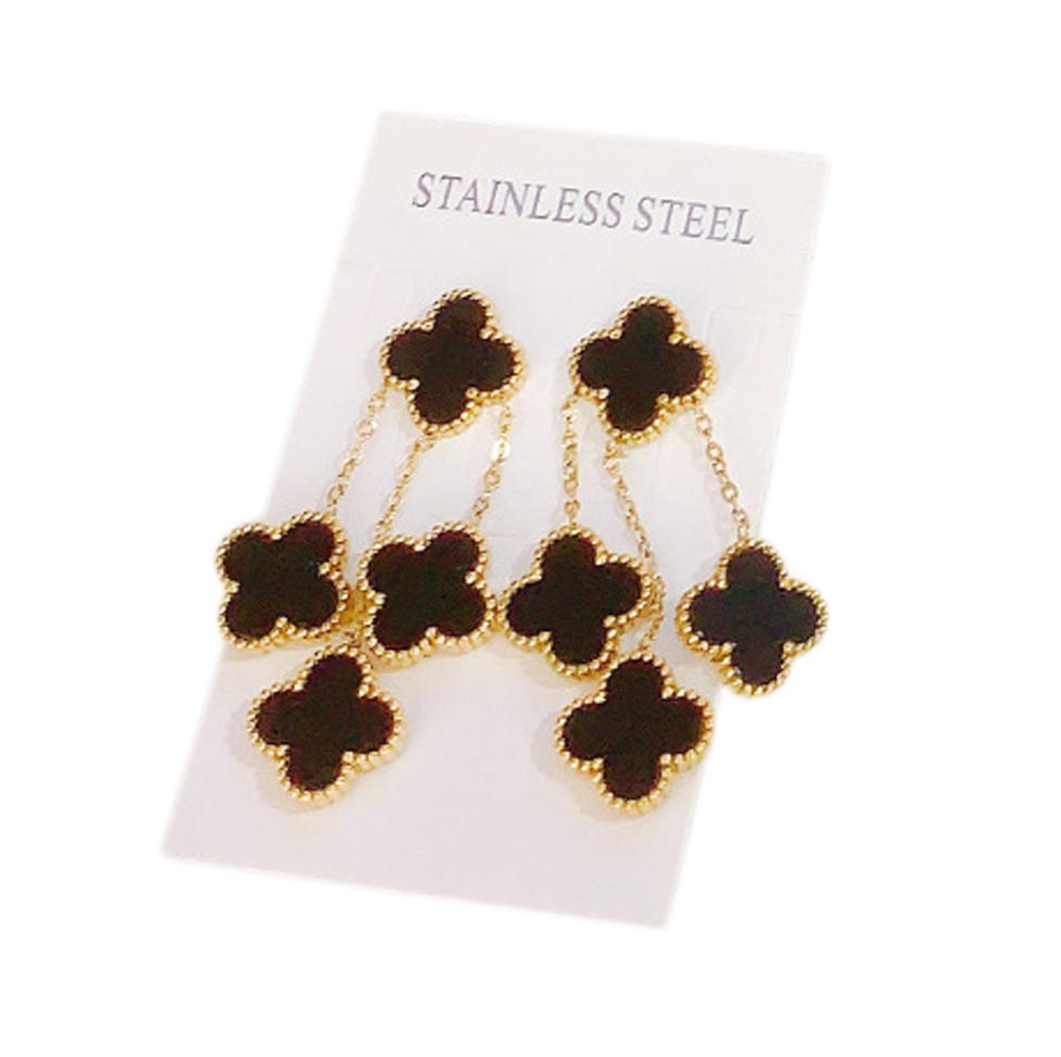 Серьги-кисточки с четырехлистным клевером из титановой стали, двухсторонние, модные, сетчатые, красные, женские серьги чёрный
Серьги-кисточки с четырехлистным клевером из титановой стали, двухсторонние, модные, сетчатые, красные, женские серьги чёрный