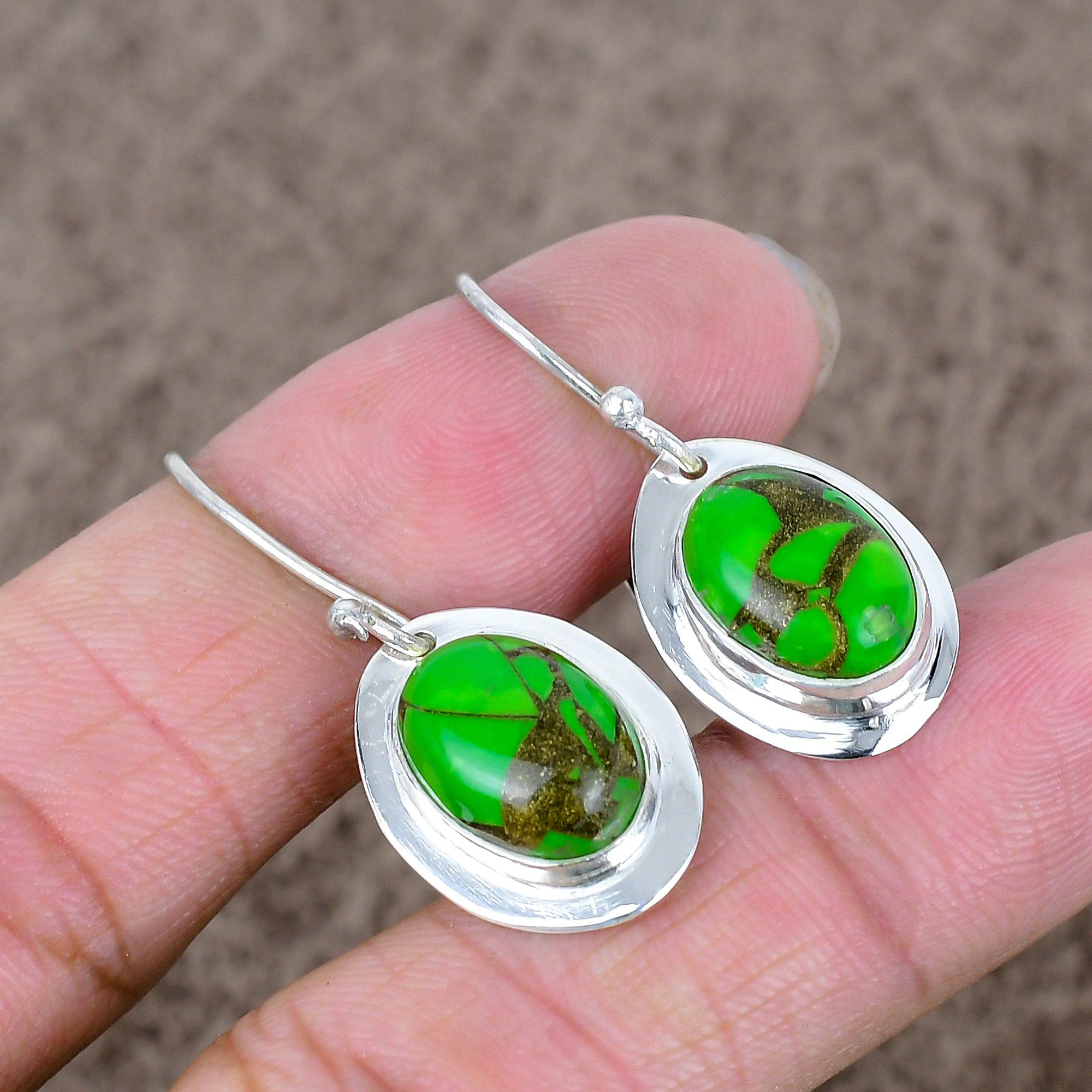 Copper Green Turquoise Gemstone 925 Sterling Silver Jewelry Earring 1.58 KKG-652
Copper Green Turquoise Gemstone 925 Sterling Silver Jewelry Earring 1.58 KKG-652