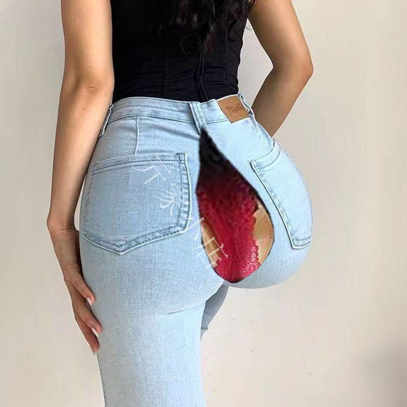 Женские джинсы на открытой молнии для улицы, европейский и американский стиль, высокая посадка, медовые бедра, высокая эластичность, брюки-карандаш, облегающие, футляр Light blue 27
Женские джинсы на открытой молнии для улицы, европейский и американский стиль, высокая посадка, медовые бедра, высокая эластичность, брюки-карандаш, облегающие, футляр Light blue 27