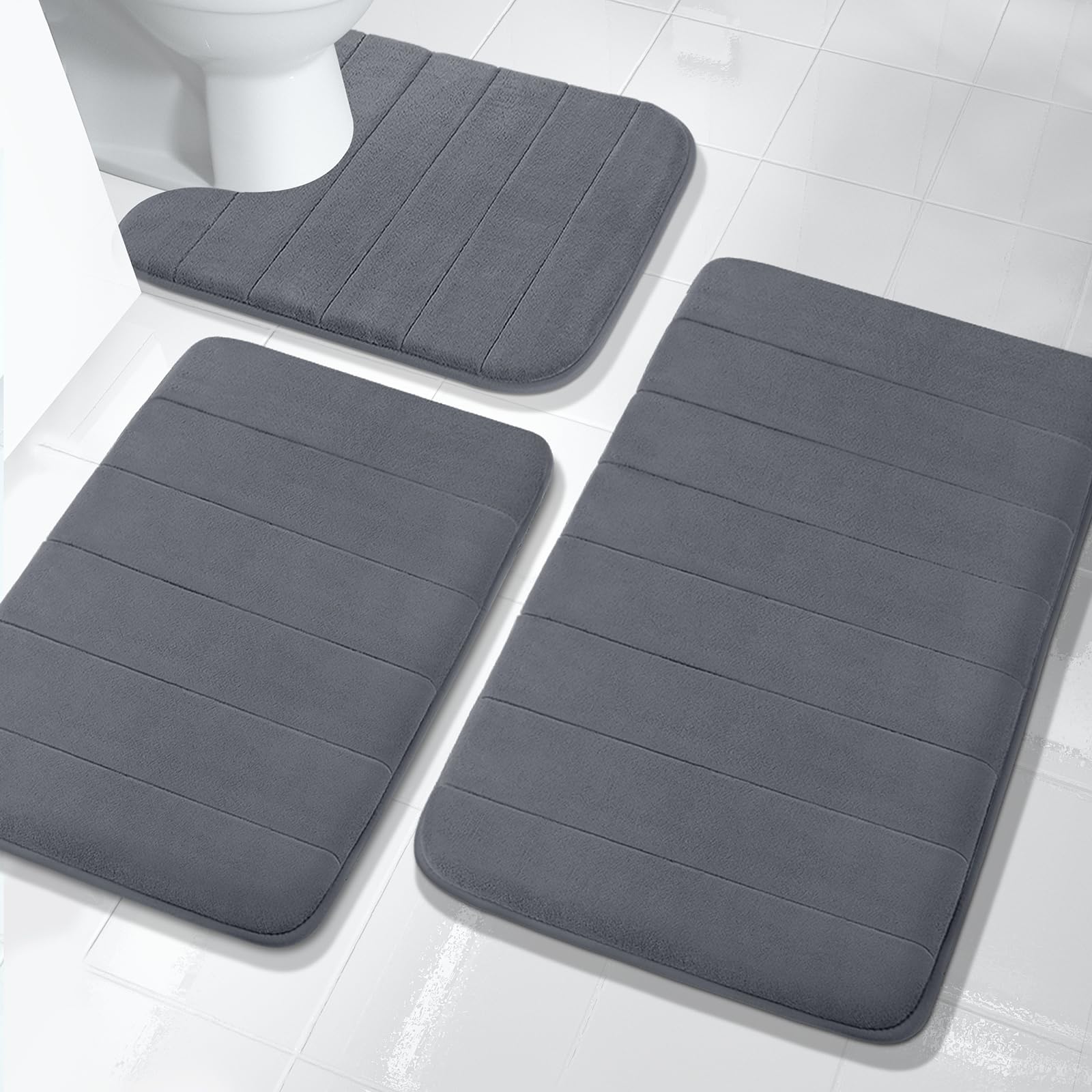 Memory Foam Bathroom Rugs Set Non Slip Extra Soft Water Absorbent Machine Washable & Dry Shower Toilet Mats for Tub Floor Beige C 50x60CM U-Shape темно-синього кольору
Memory Foam Bathroom Rugs Set Non Slip Extra Soft Water Absorbent Machine Washable & Dry Shower Toilet Mats for Tub Floor Beige C 50x60CM U-Shape темно-синього кольору