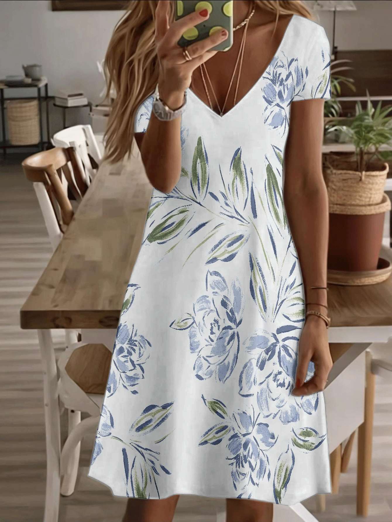 Vneck shortsleeve midi dress floral leaf blue green printed pattern 3D highquality print durable casual fashion elegant summer outfit women s dress li 4XL дубильная кора
Vneck shortsleeve midi dress floral leaf blue green printed pattern 3D highquality print durable casual fashion elegant summer outfit women s dress li 4XL дубильная кора