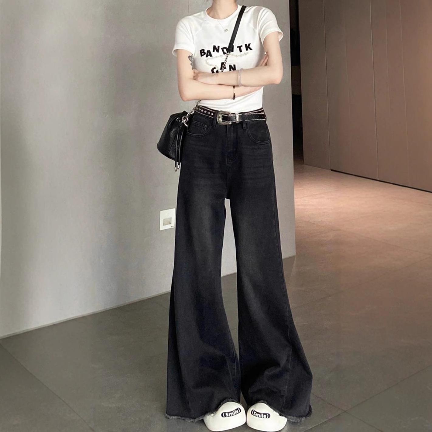 2025 Black Loose Wide-Leg Jeans for Women: High-Waist, Draping, Raw Edge, Straight-Leg, Floor-Length Trousers L
2025 Black Loose Wide-Leg Jeans for Women: High-Waist, Draping, Raw Edge, Straight-Leg, Floor-Length Trousers L