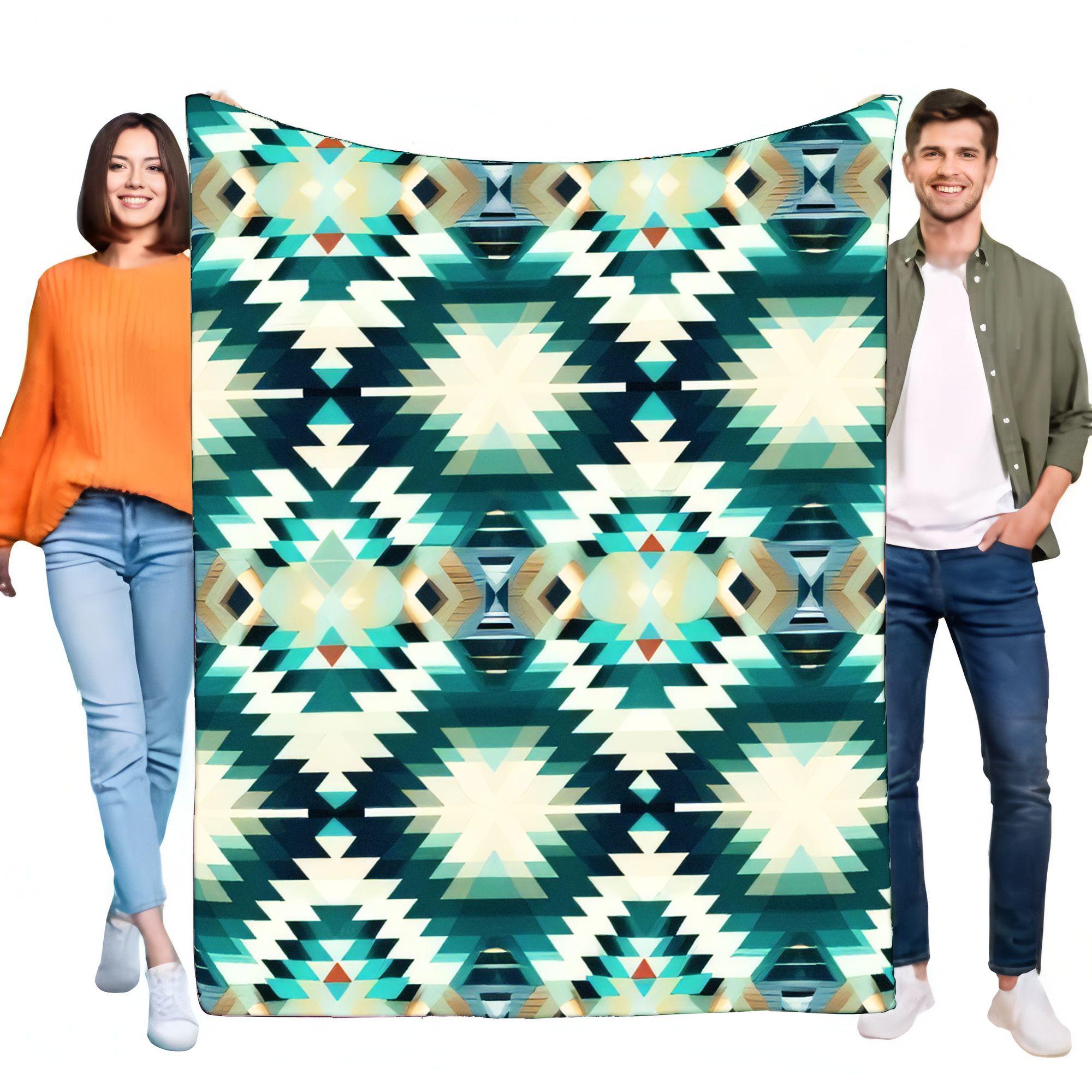 Plush Teal Cream Geometric Tribal Blanket Soft Cozy Warm Southwestern Throw for Bed Sofa Couch Living Room Decor Lightweight Bir 75x90cm
Plush Teal Cream Geometric Tribal Blanket Soft Cozy Warm Southwestern Throw for Bed Sofa Couch Living Room Decor Lightweight Bir 75x90cm
