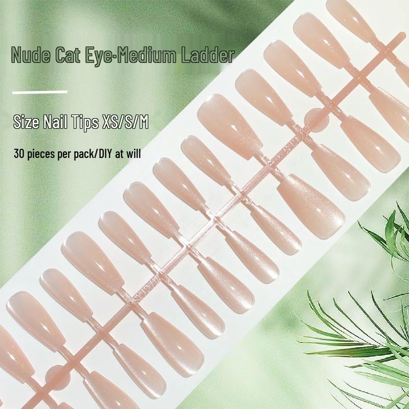 Nude Cat-Eye Ladder Press-On Nails: Handmade, Gentle, Pure, Sexy Style, Solid Color, 30 Pieces
Nude Cat-Eye Ladder Press-On Nails: Handmade, Gentle, Pure, Sexy Style, Solid Color, 30 Pieces