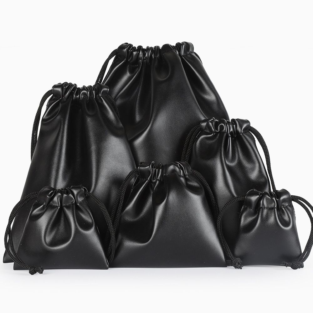 Outdoors Camping Closet Drawstring Pouch Multi-function Jewelry Storage Bag Black Faux Leather 3
Outdoors Camping Closet Drawstring Pouch Multi-function Jewelry Storage Bag Black Faux Leather 3