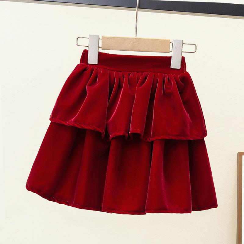 Бархатная юбка А-силуэта с высокой талией для женщин и девочек - Коллекция Осень/Зима 160 cm