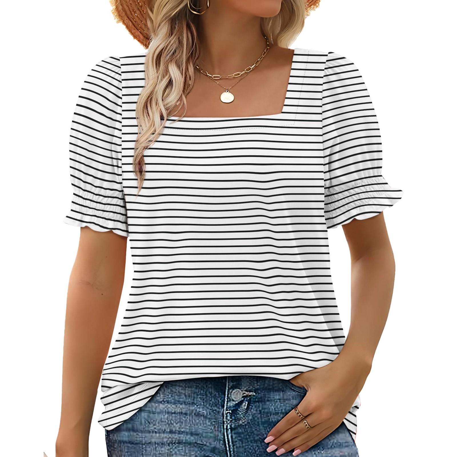 Women s Fashion Square Neck T-Shirt With Petal Sleeves, Short-Sleeved Striped Top XL білий
Women s Fashion Square Neck T-Shirt With Petal Sleeves, Short-Sleeved Striped Top XL білий