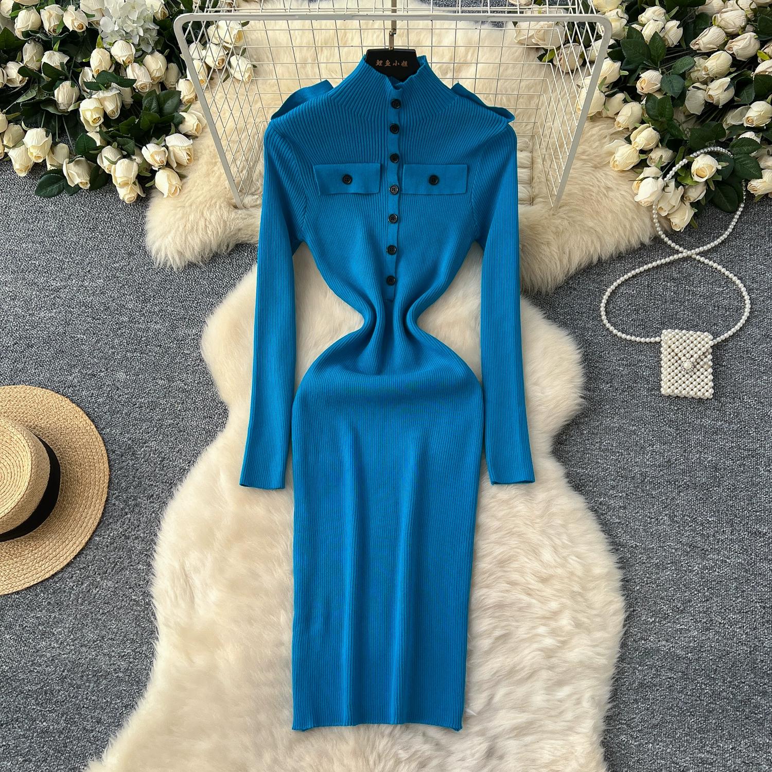 Весна Осінь Жіночий Елегантний В язаний Светр зі Стійкою Коміром Офісна Робота Довгі Міді Приталені Сукні-Футляри One size синій
Весна Осінь Жіночий Елегантний В язаний Светр зі Стійкою Коміром Офісна Робота Довгі Міді Приталені Сукні-Футляри One size синій