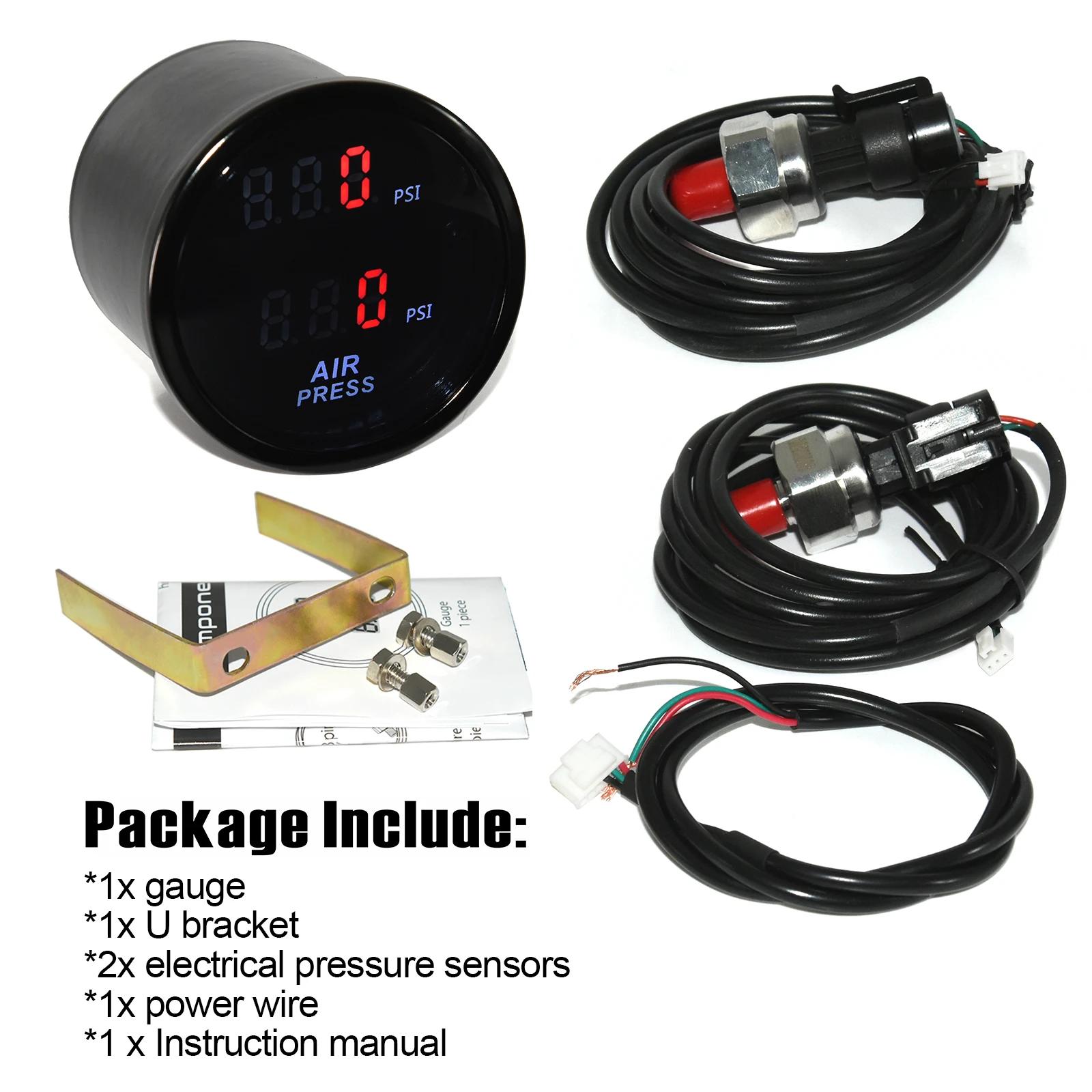 52mm Dual Red&Blue LED Display Air Pressure Gauge for Air Suspension System 12V Car Bar Turbo Boost Air Press Gauge with Sensor
52mm Dual Red&Blue LED Display Air Pressure Gauge for Air Suspension System 12V Car Bar Turbo Boost Air Press Gauge with Sensor