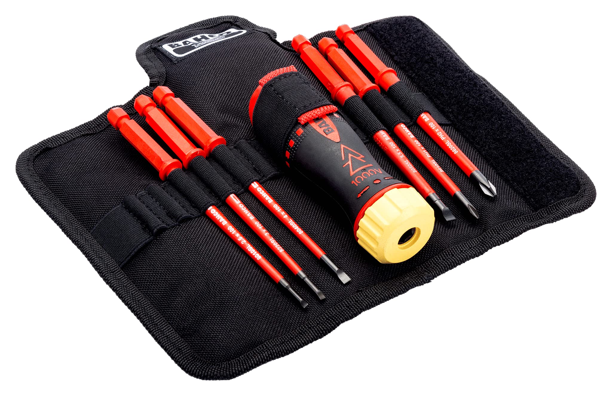 Bahco 808061 Insulated Ratcheting Interchangeable Blade Screwdriver Set, 1000 Volt
Bahco 808061 Insulated Ratcheting Interchangeable Blade Screwdriver Set, 1000 Volt