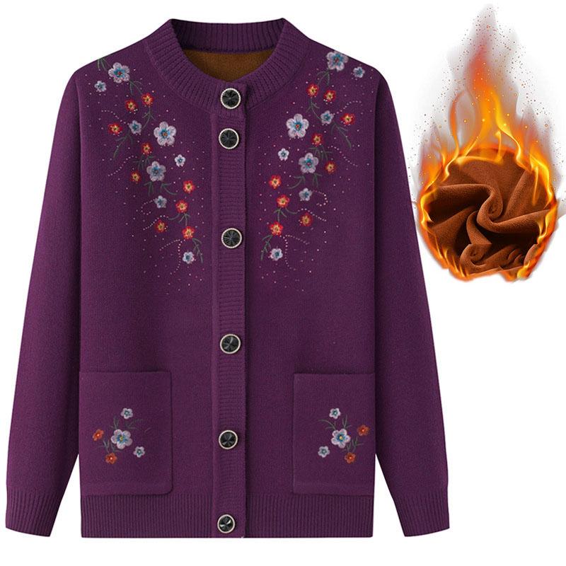 Зимний флисовый утолщенный вязаный свитер для мам с вышивкой, элегантная одежда для пожилых людей XL темно-фиолетового
Зимний флисовый утолщенный вязаный свитер для мам с вышивкой, элегантная одежда для пожилых людей XL темно-фиолетового