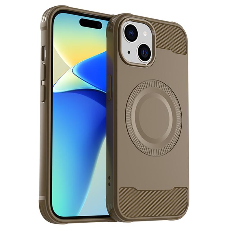 For iPhone 15 Shockproof Case Compatible with MagSafe TPU Phone Cover Carbon Fiber Brown
For iPhone 15 Shockproof Case Compatible with MagSafe TPU Phone Cover Carbon Fiber Brown