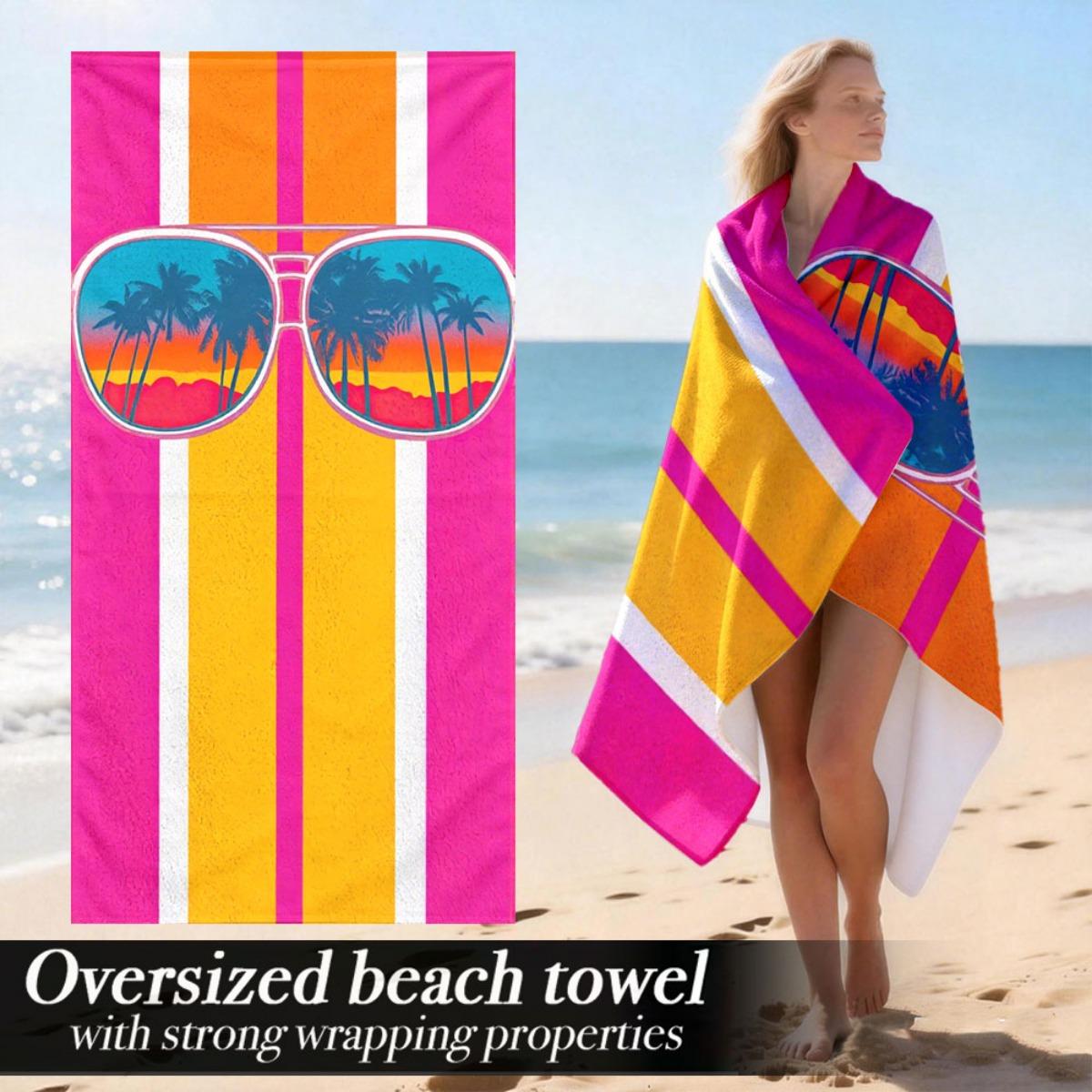 Vintage Retro Sunglasses Palm Beach Towel Patterned Sunscreen And Windproof Suitable For Swimming Pool Camping Travel Blanket W40*H60(CM)
Vintage Retro Sunglasses Palm Beach Towel Patterned Sunscreen And Windproof Suitable For Swimming Pool Camping Travel Blanket W40*H60(CM)