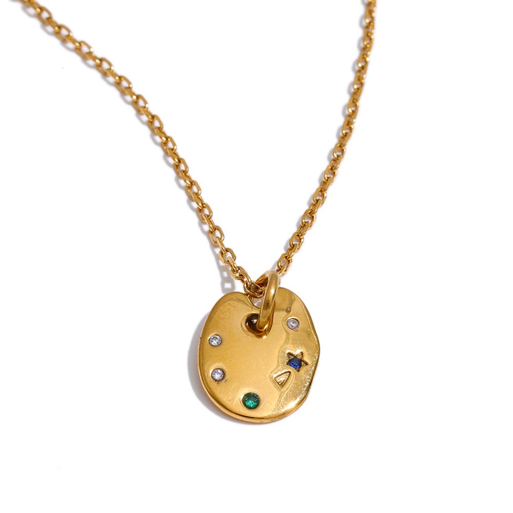 Yhpup Stainless Steel Colorful Cubic Zirconia Round Drop Necklace 18K Gold Color PVD Plated Smooth Metal Daily Jewelry
Yhpup Stainless Steel Colorful Cubic Zirconia Round Drop Necklace 18K Gold Color PVD Plated Smooth Metal Daily Jewelry