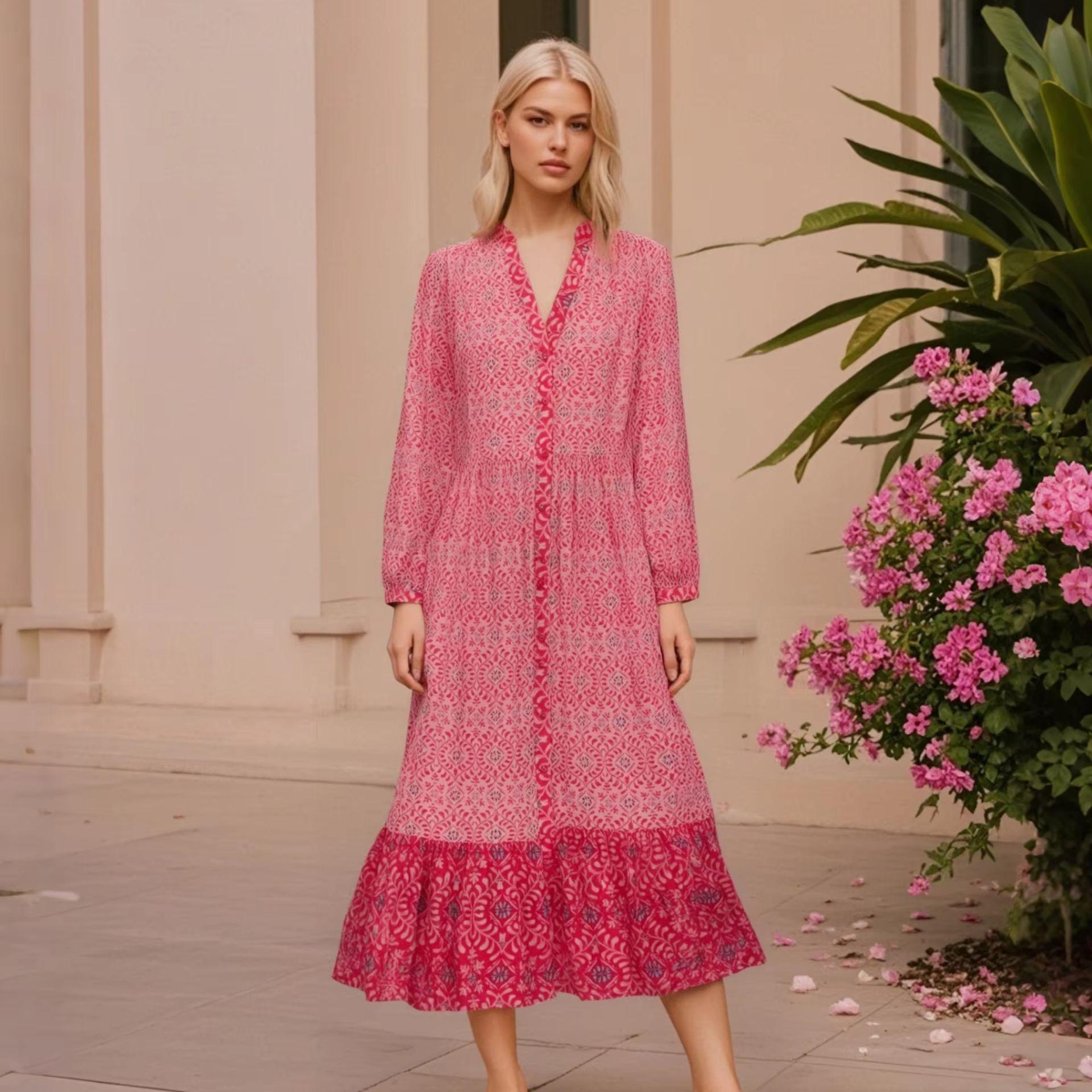 2025 Spring/Summer Women s Loose V-Neck Printed Midi Shirt Dress - Long-Sleeve Casual Style L
2025 Spring/Summer Women s Loose V-Neck Printed Midi Shirt Dress - Long-Sleeve Casual Style L