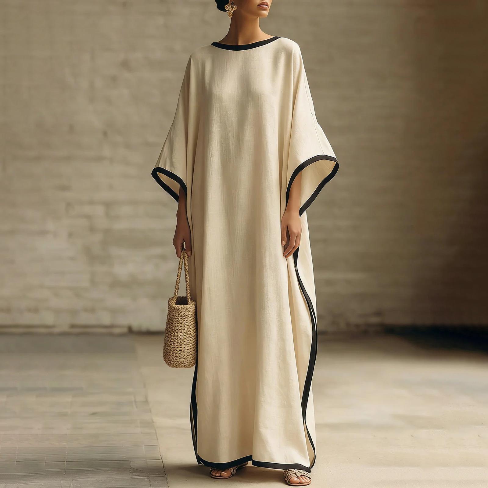 Loose Fit Long Dress Batwing Sleeve Casual Full Length Dress Oversized Comfortable Maxi Dress with Contrast Trim for Women L белый
Loose Fit Long Dress Batwing Sleeve Casual Full Length Dress Oversized Comfortable Maxi Dress with Contrast Trim for Women L белый