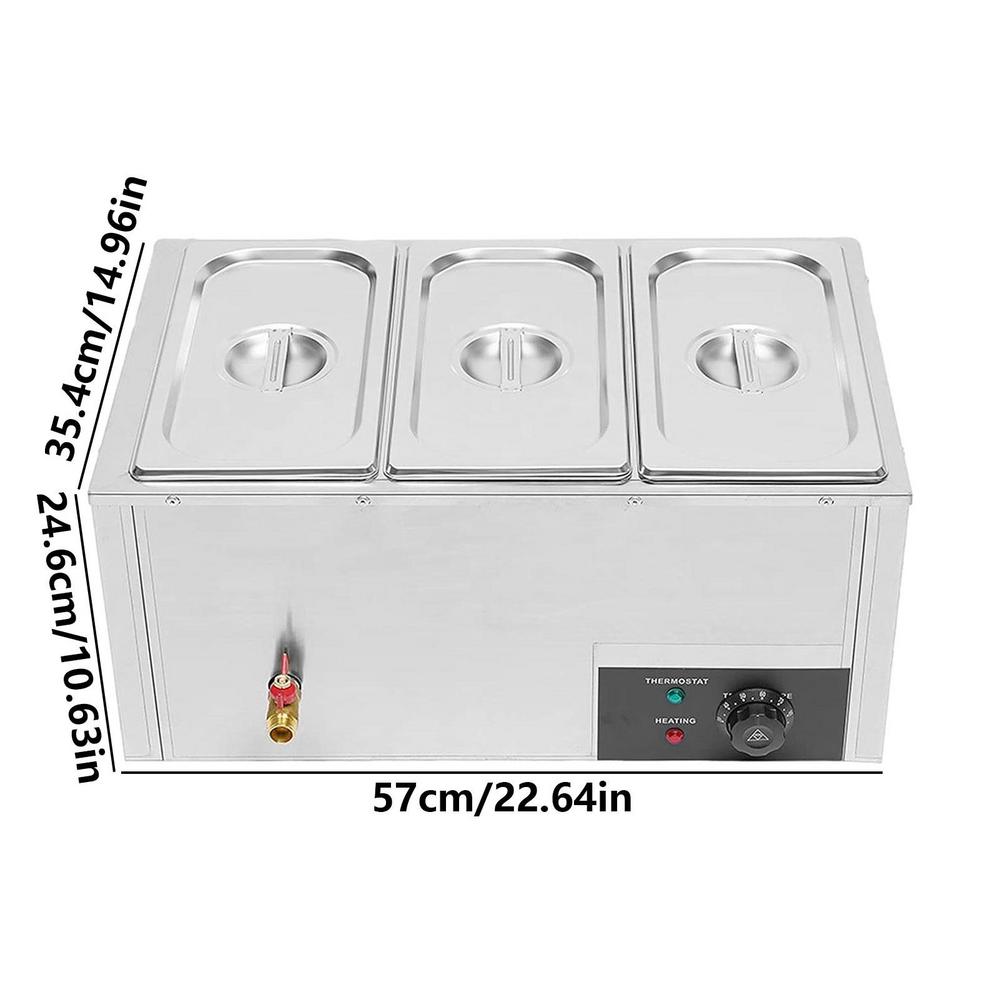 Food Warmer Stainless Steel Countertop Steamer Warmer Three Grids Steam Table Temperature Control for Restaurants Catering светло-серый
Food Warmer Stainless Steel Countertop Steamer Warmer Three Grids Steam Table Temperature Control for Restaurants Catering светло-серый