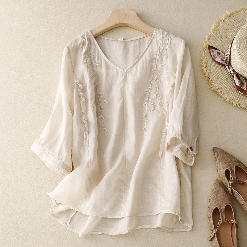 2026 Summer Casual Embroidered Tencel Linen Two-Piece Set: Mid-Sleeve Top & Nine-Tenths Pants, Loose Fit, Slimming, Hides Flaws M (90-105 jin)
2026 Summer Casual Embroidered Tencel Linen Two-Piece Set: Mid-Sleeve Top & Nine-Tenths Pants, Loose Fit, Slimming, Hides Flaws M (90-105 jin)
