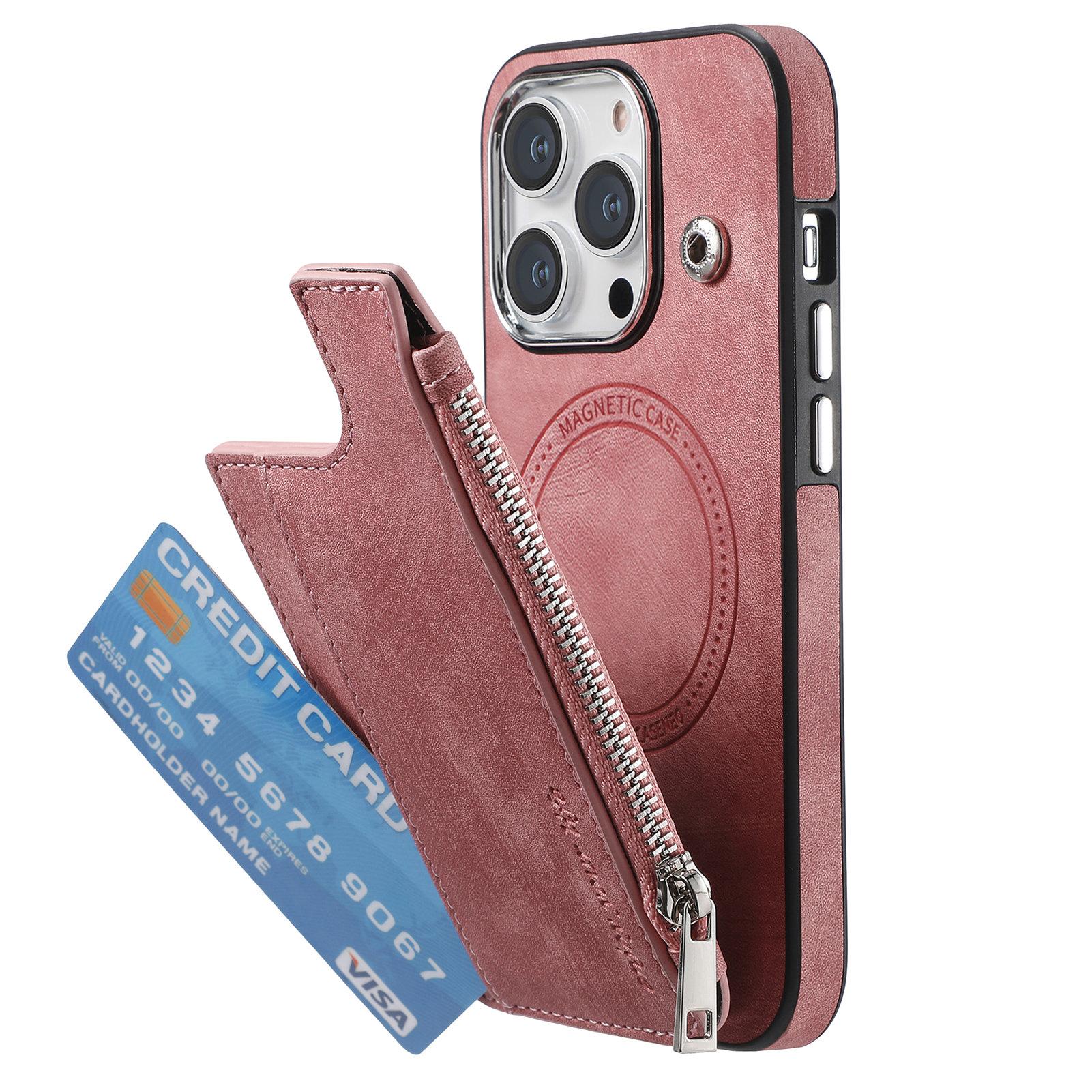 For iPhone 13 Pro Magnetic Case Card Holder Kickstand TPU+Leather Back Cover Rose Pink
For iPhone 13 Pro Magnetic Case Card Holder Kickstand TPU+Leather Back Cover Rose Pink
