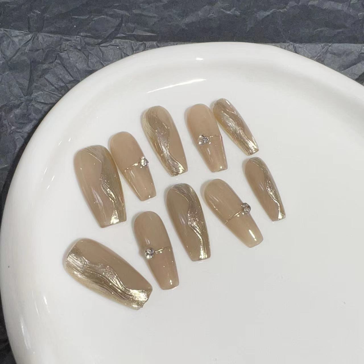 Wearing Armor Pure Handmade Manicure Finished Product Fake Nail Patch Half-face Magic Mirror Nude Color Flash Drill Wear Armor Extra Small XS
Wearing Armor Pure Handmade Manicure Finished Product Fake Nail Patch Half-face Magic Mirror Nude Color Flash Drill Wear Armor Extra Small XS