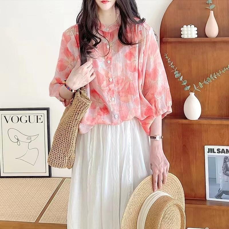 Johnature Women Vintage Stand Print Floral Shirts Button Seven Sleeve Tops Summer Chinese Style Casual Shirts One Size
Johnature Women Vintage Stand Print Floral Shirts Button Seven Sleeve Tops Summer Chinese Style Casual Shirts One Size