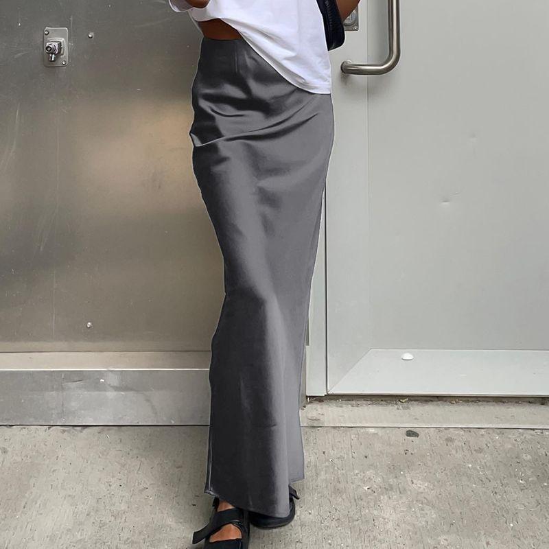 Solid Color High Waisted Half Length Skirt Pure Color High Waist Long Skirt Gray S
Solid Color High Waisted Half Length Skirt Pure Color High Waist Long Skirt Gray S