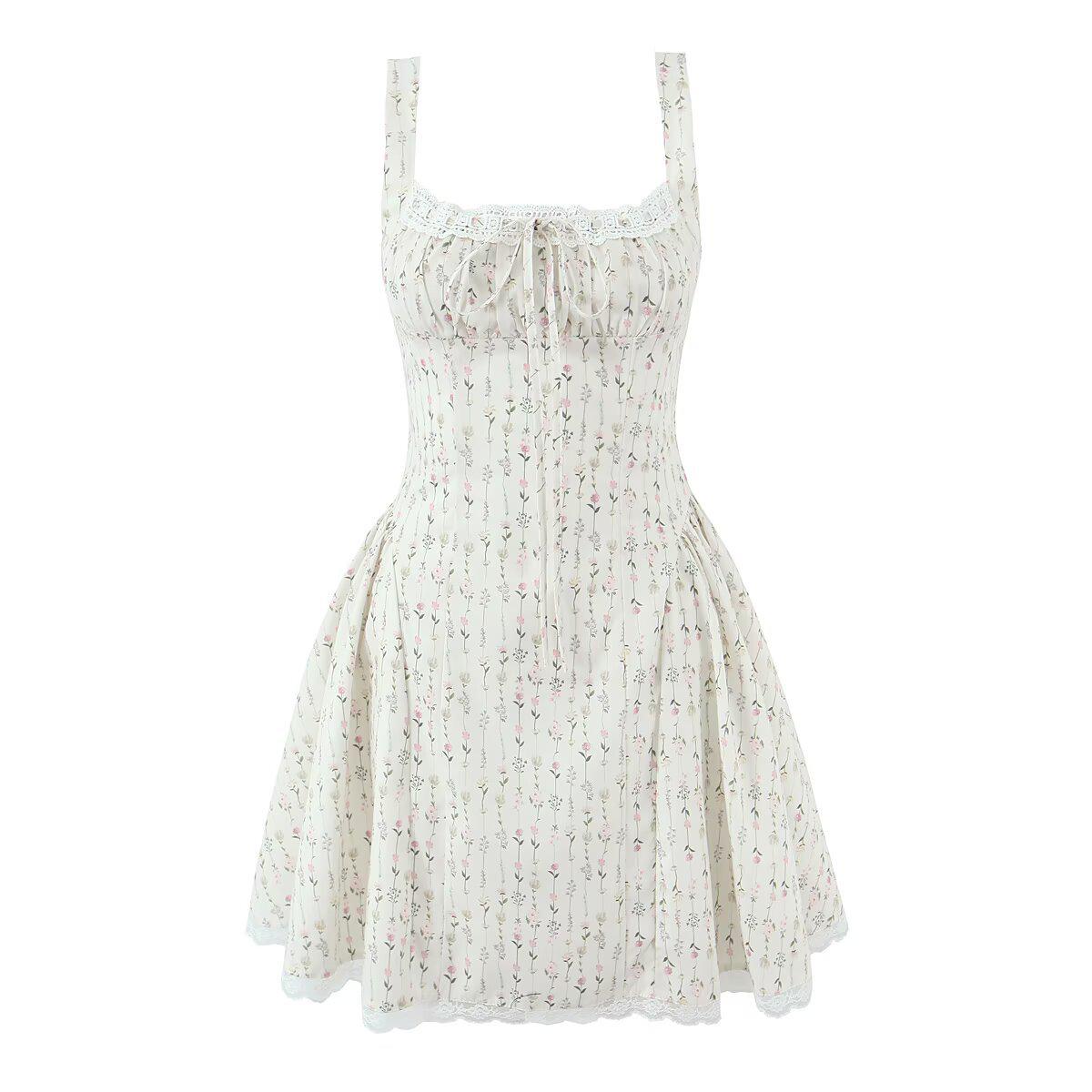 Hepburn Floral Lace-Trimmed Spaghetti Strap A-Line Dress Women s Slim-Fit Summer Short Skirt Large цветочные печати
Hepburn Floral Lace-Trimmed Spaghetti Strap A-Line Dress Women s Slim-Fit Summer Short Skirt Large цветочные печати