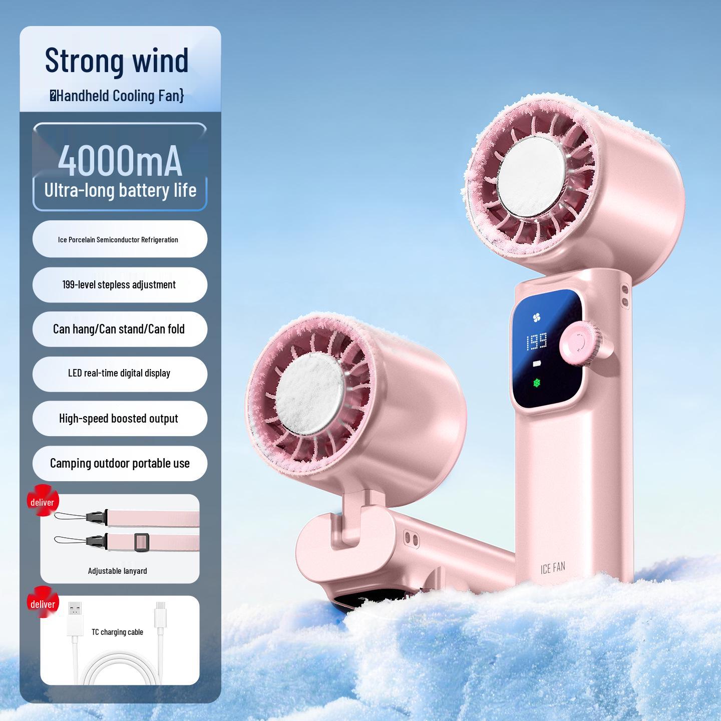 Portable High-Speed Cooling Handheld Fan with Strong Airflow, Long Battery Life, Foldable Neck, Digital Display, and Ice Pack Feature 183x60x54.4mm розовый
Portable High-Speed Cooling Handheld Fan with Strong Airflow, Long Battery Life, Foldable Neck, Digital Display, and Ice Pack Feature 183x60x54.4mm розовый