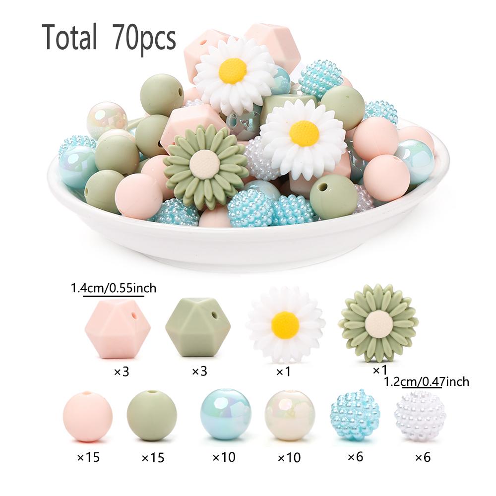 70Pcs Silicone Baby Teething Bead Set Daisy Hexagonal Shape Beads Food Grade for Newborn Diy Pacifier Chain Necklace Accessories
70Pcs Silicone Baby Teething Bead Set Daisy Hexagonal Shape Beads Food Grade for Newborn Diy Pacifier Chain Necklace Accessories