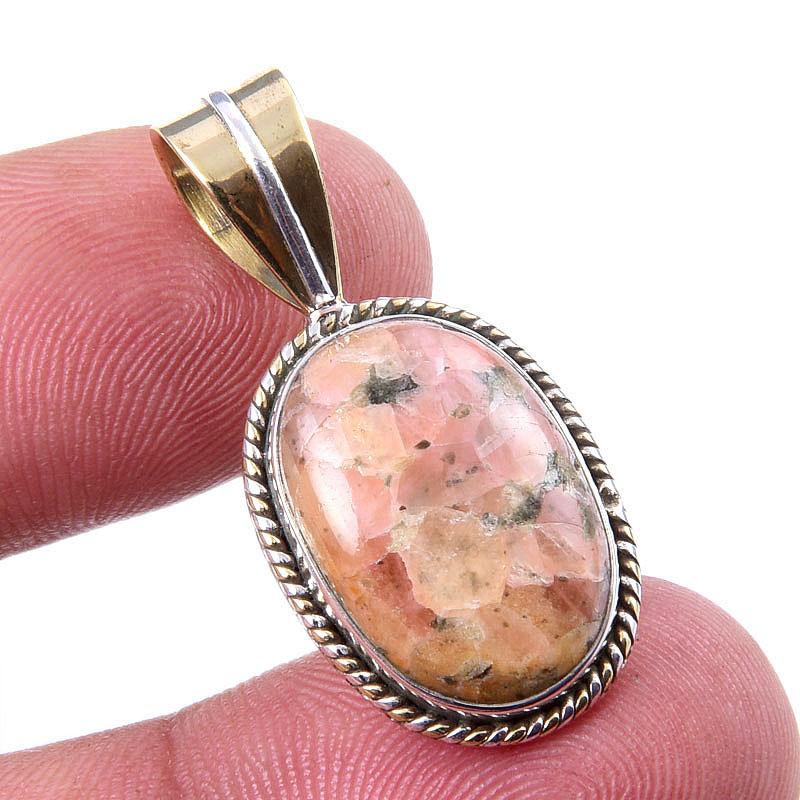 Natural Rhodonite Gemstone 925 Solid Sterling Silver Two Tone Pendant 1.25 K1J20
Natural Rhodonite Gemstone 925 Solid Sterling Silver Two Tone Pendant 1.25 K1J20