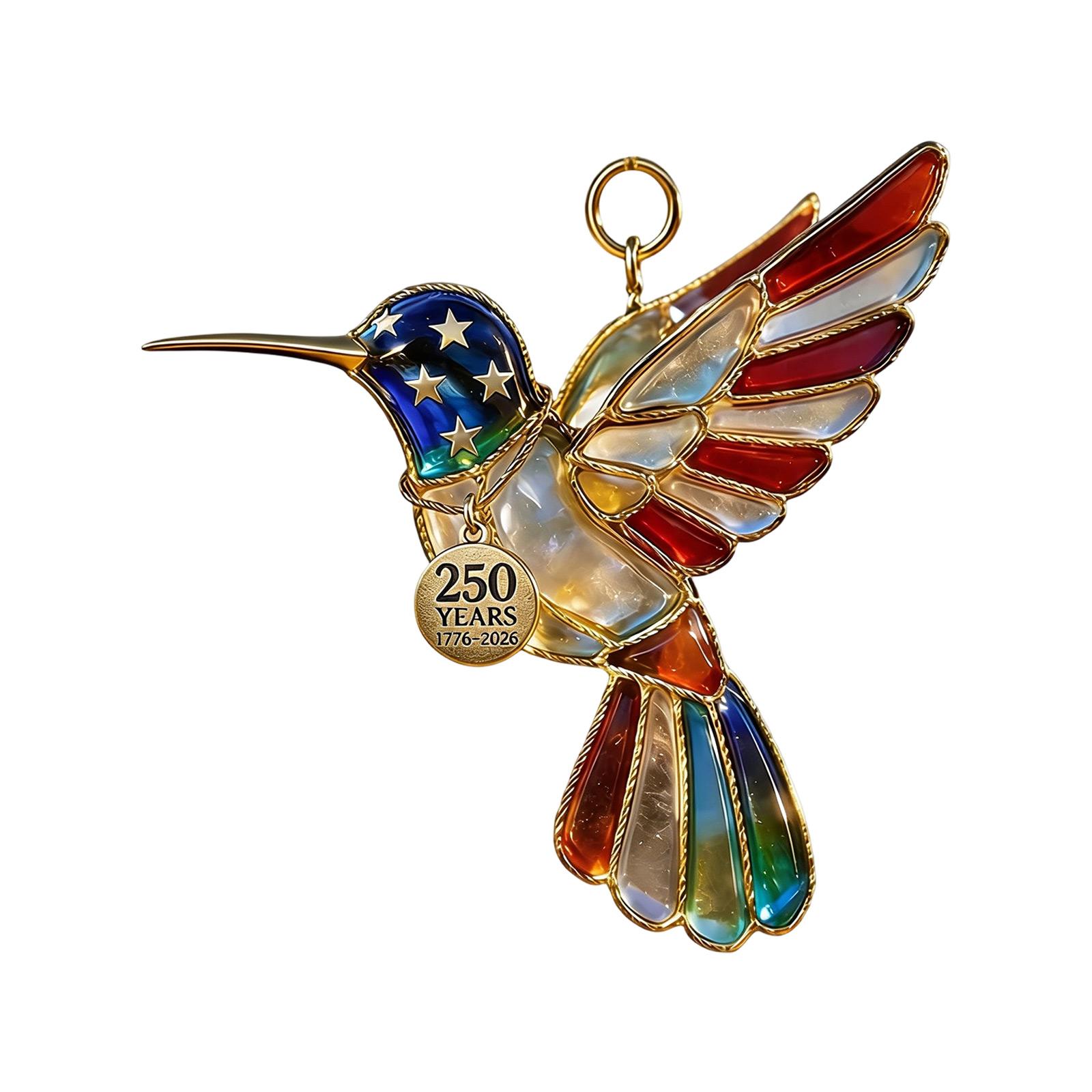 Stained Glass Hummingbird Ornament Suncatcher with 250 Years Commemorative Pendant Anniversary Hanging Decoration One Size
Stained Glass Hummingbird Ornament Suncatcher with 250 Years Commemorative Pendant Anniversary Hanging Decoration One Size