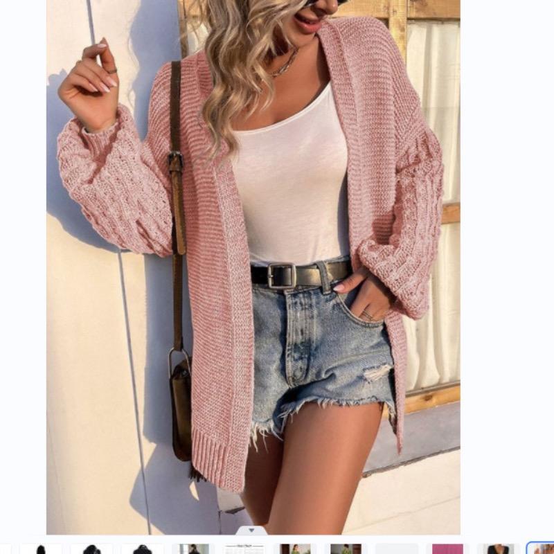 Вязаный свитер средней и длинной длины, женский свитер, кардиган S чёрный 
Вязаный свитер средней и длинной длины, женский свитер, кардиган S чёрный