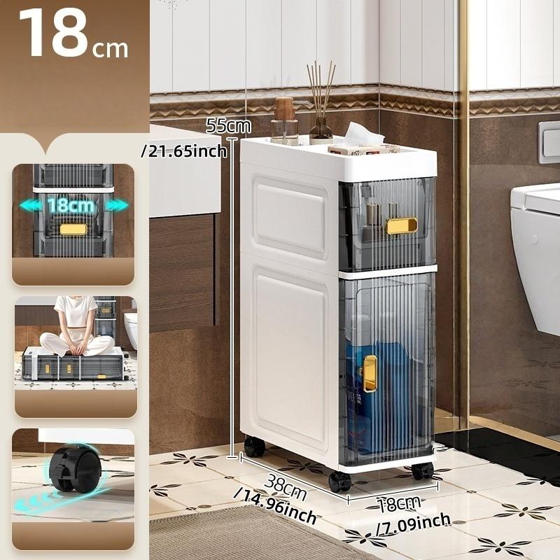 18cm Narrow Storage Cabinet Multi-Tier Slim Organizer for Bathroom/Living Room Holds Towel/Tissue/Cosmetic Space-Saving Shelf 2 layes Style A
18cm Narrow Storage Cabinet Multi-Tier Slim Organizer for Bathroom/Living Room Holds Towel/Tissue/Cosmetic Space-Saving Shelf 2 layes Style A