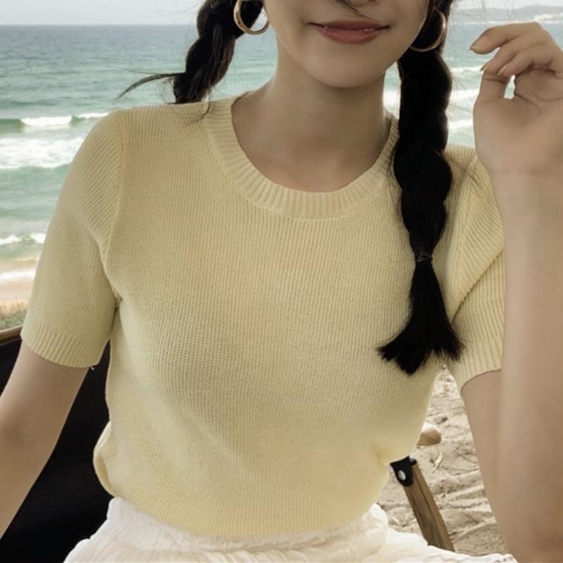 Fashion Short Tops Short Sleeve Knit Shirt Peplum Summer Designed Niche Knit Bottom Shirt Spring Summer Tops Casual Essential Slim Fit Pullovers Tees One Size абрикосовий
Fashion Short Tops Short Sleeve Knit Shirt Peplum Summer Designed Niche Knit Bottom Shirt Spring Summer Tops Casual Essential Slim Fit Pullovers Tees One Size абрикосовий