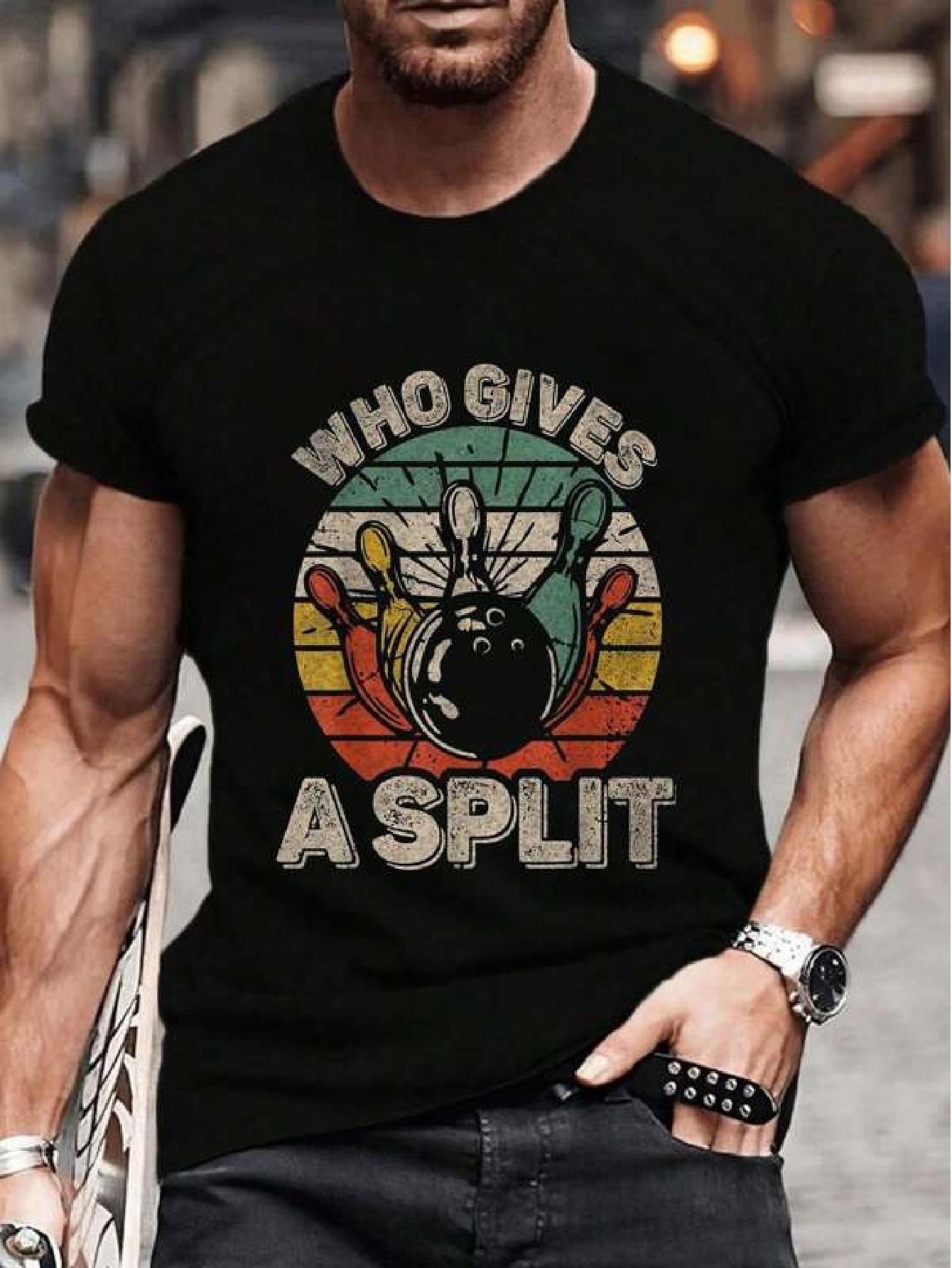 Cotton Retro Bowling Graphic T-shirt - Who Gives You a Split Vintage Design with Colorful Stripes L
Cotton Retro Bowling Graphic T-shirt - Who Gives You a Split Vintage Design with Colorful Stripes L
