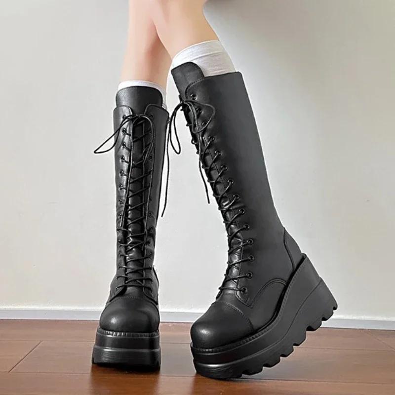 Ladies Shoes on Sale 2024 High Quality Lace Up Women s Boots Winter Round Toe Solid Middle Tube Platform Wedge Fashion Boots 43 чорний
Ladies Shoes on Sale 2024 High Quality Lace Up Women s Boots Winter Round Toe Solid Middle Tube Platform Wedge Fashion Boots 43 чорний