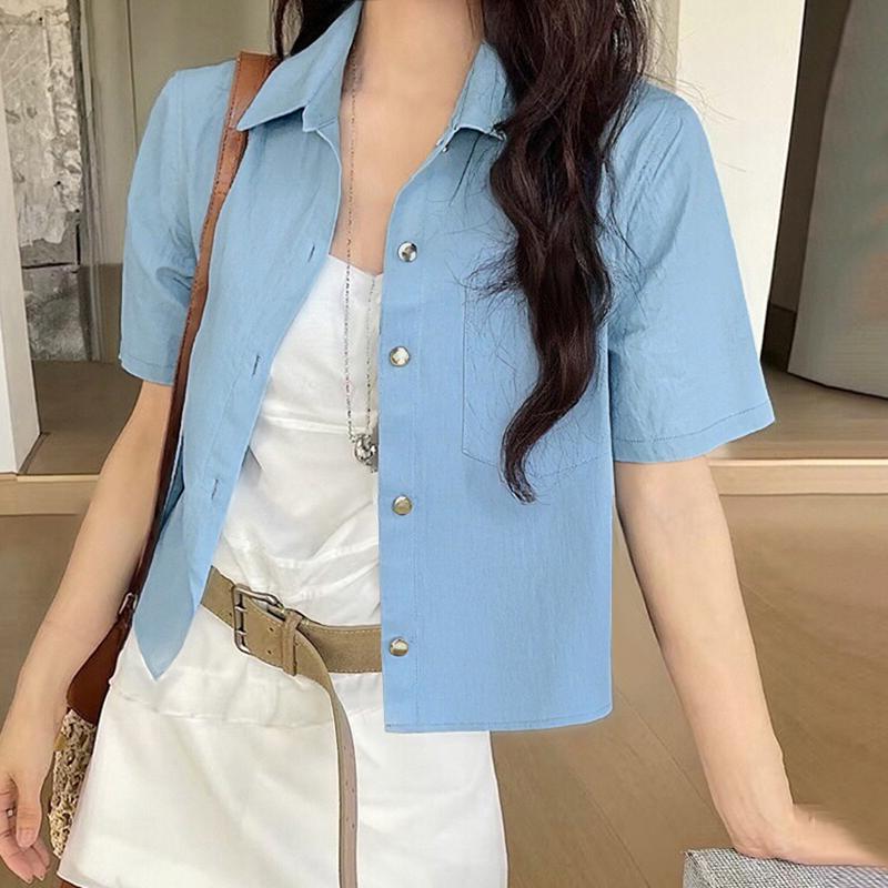 ZANZEA Женская повседневная свободная блузка с отложным воротником и короткими рукавами S светло-синий
ZANZEA Женская повседневная свободная блузка с отложным воротником и короткими рукавами S светло-синий