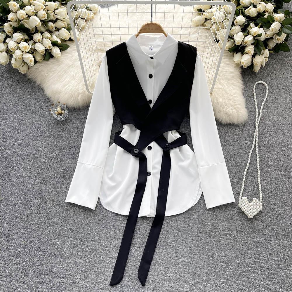 Костюм-двойка высокого класса, Женская осенняя мода, Зарубежный стиль, Модное многослойное сочетание, Короткий топ-жилет, Белая рубашка с длинным рукавом one size чёрный
Костюм-двойка высокого класса, Женская осенняя мода, Зарубежный стиль, Модное многослойное сочетание, Короткий топ-жилет, Белая рубашка с длинным рукавом one size чёрный