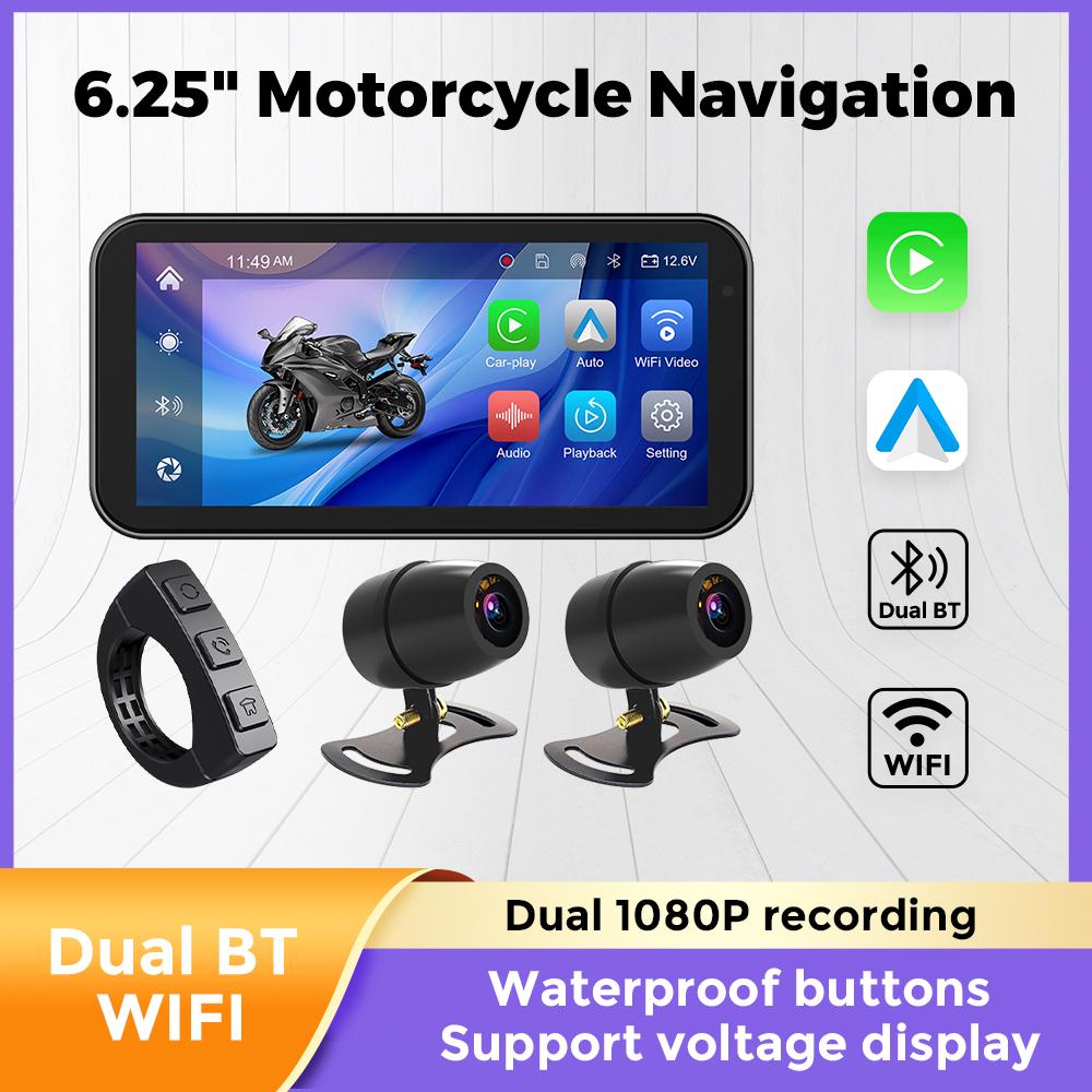 6.25inch Linux System Motorcycle GPS Navigation Wireless CarPlay Moto Android Auto USB IP67 Waterproof Dual BT Dual CAM Recorder
6.25inch Linux System Motorcycle GPS Navigation Wireless CarPlay Moto Android Auto USB IP67 Waterproof Dual BT Dual CAM Recorder