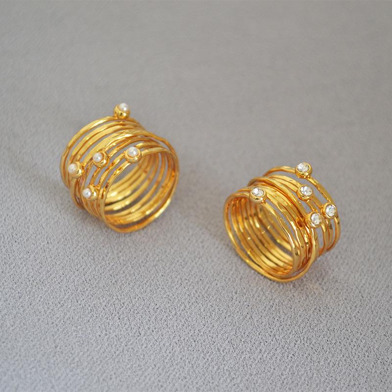 Elegant Handmade French Retro Multi-Layer Wire-Wrapped Diamond-Set Pearl Bird s Nest Index Ring for Women Size 7
Elegant Handmade French Retro Multi-Layer Wire-Wrapped Diamond-Set Pearl Bird s Nest Index Ring for Women Size 7