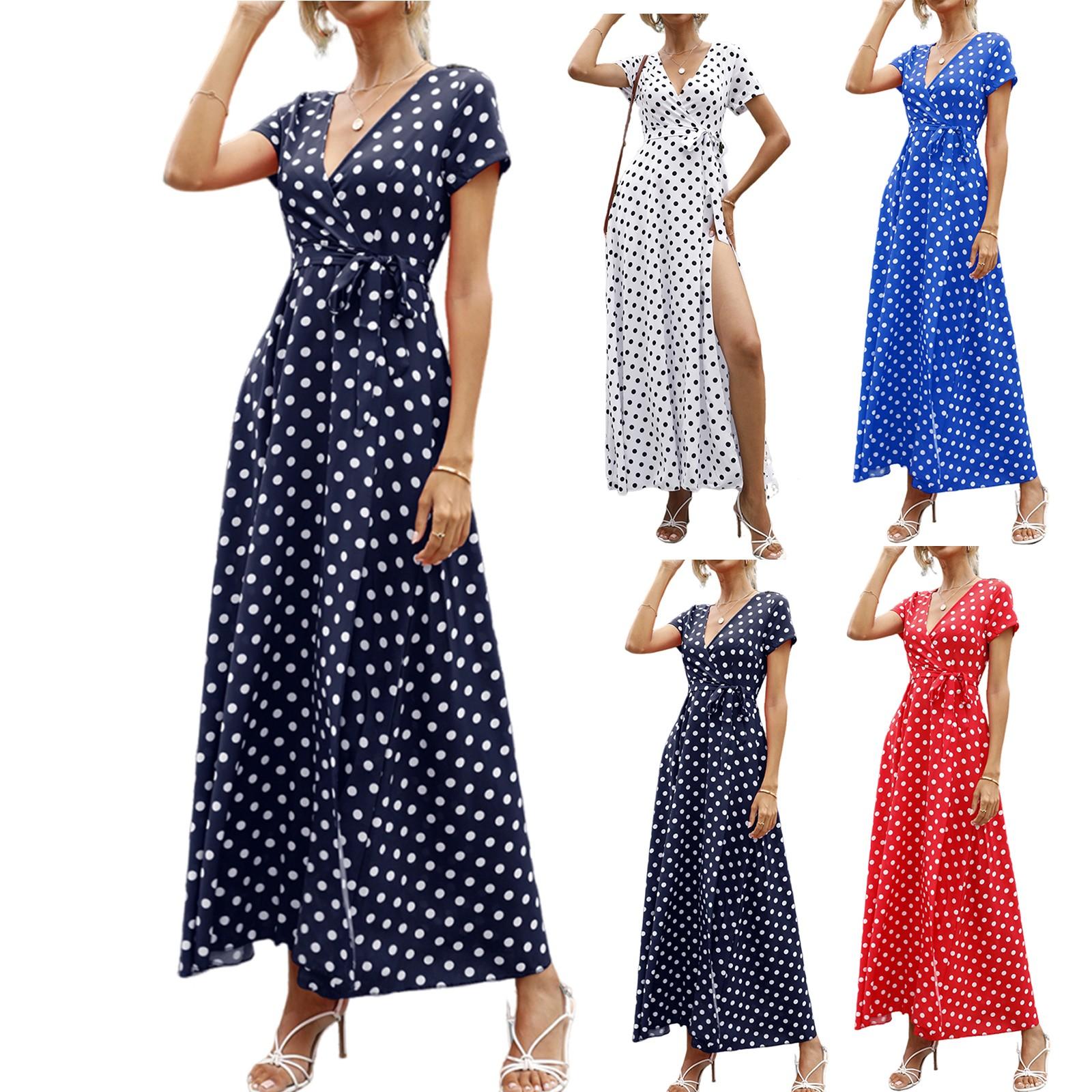 Women s Dresses Casual Elegant Waisted Polka Dot Split V-Neck Short Sleeve Dresses S червоний
Women s Dresses Casual Elegant Waisted Polka Dot Split V-Neck Short Sleeve Dresses S червоний