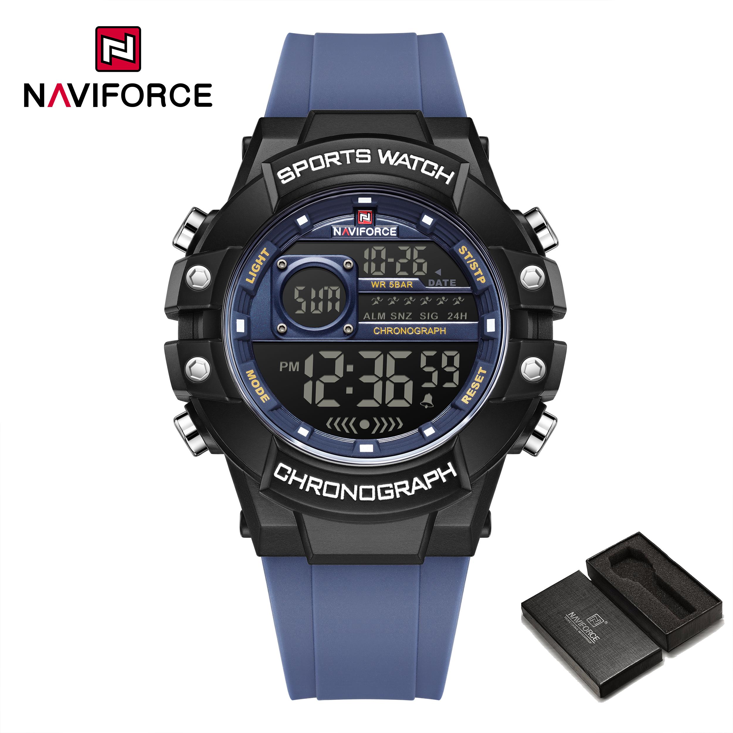 Спортивний цифровий годинник NAVIFORCE для чоловіків хлопчиків Хронограф Календар Дата Будильник Водонепроникний 50 м Нічний візерунок Чоловічий повсякденний годинник NF6102 синій
Спортивний цифровий годинник NAVIFORCE для чоловіків хлопчиків Хронограф Календар Дата Будильник Водонепроникний 50 м Нічний візерунок Чоловічий повсякденний годинник NF6102 синій