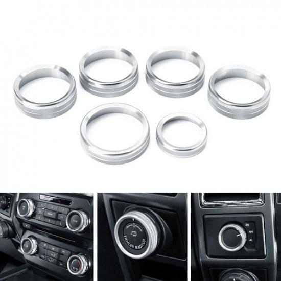 6pc Silver AC Stereo Volume/Tune Trailer Switch Knob Ring Covers For 16-20 F-150
6pc Silver AC Stereo Volume/Tune Trailer Switch Knob Ring Covers For 16-20 F-150