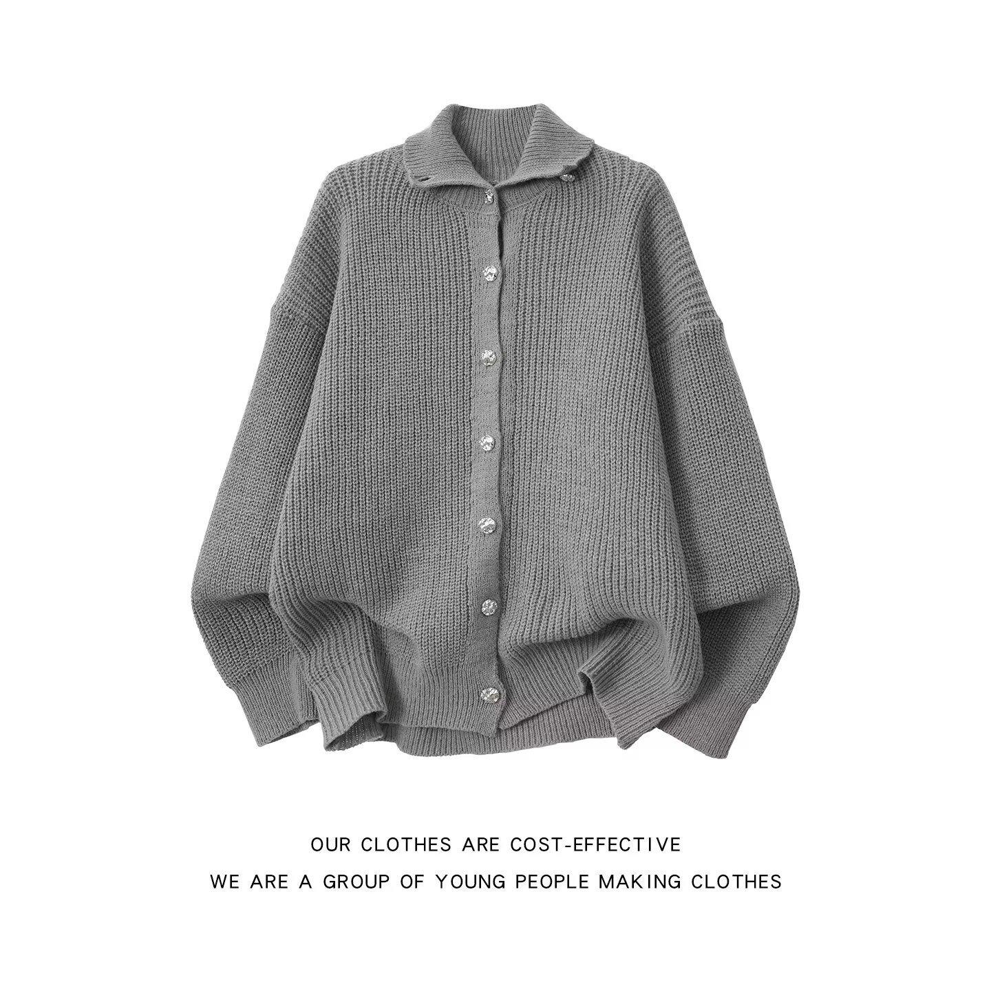 Autumn Retro Doll Collar Petite Soft Knit Cardigan Sweater Double Extra Large сірий колір
Autumn Retro Doll Collar Petite Soft Knit Cardigan Sweater Double Extra Large сірий колір