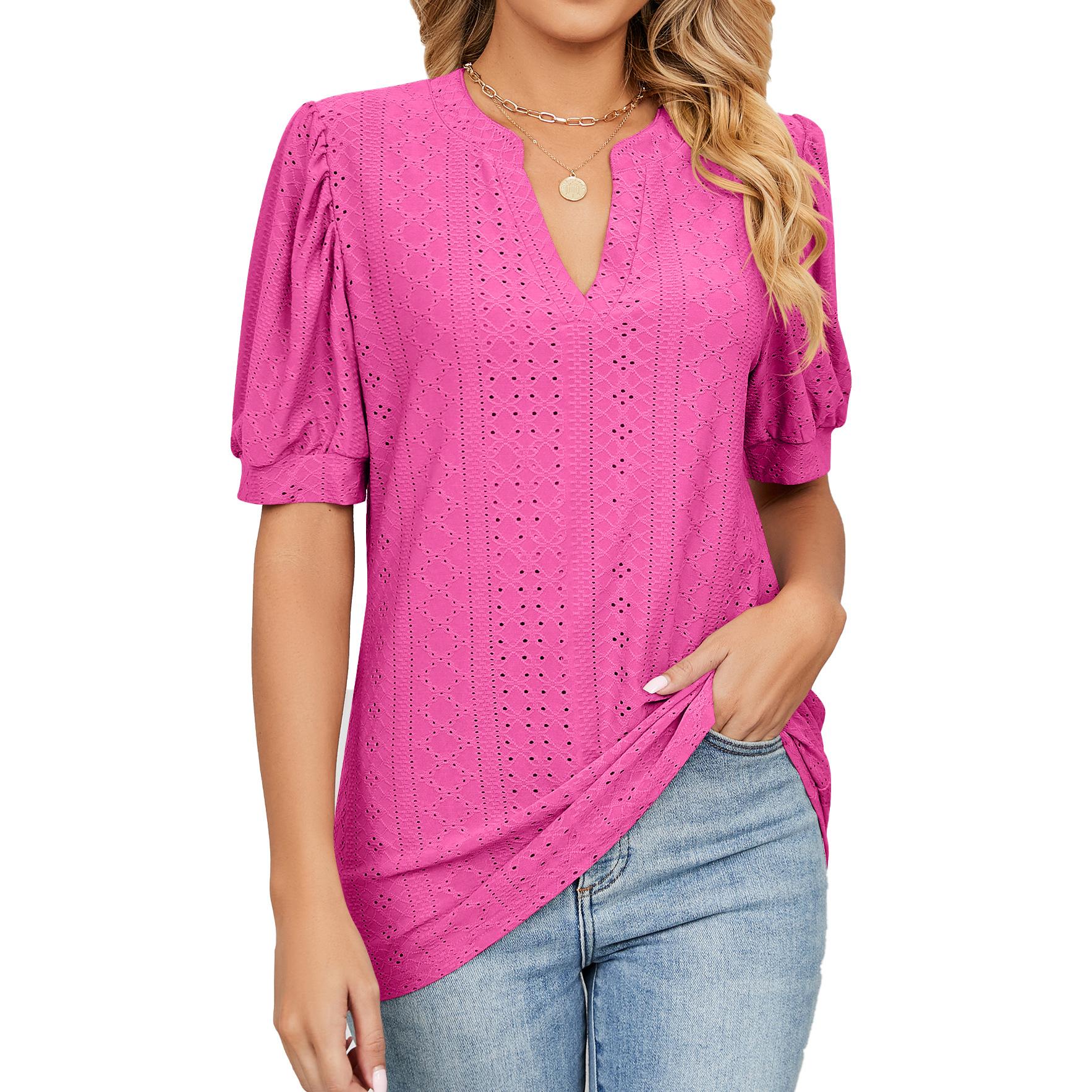 Europe and The United States 2026 Summer Casual V-neck Solid Color Hollow Bubble Sleeve Loose T-shirt Blouse Female 2XL
Europe and The United States 2026 Summer Casual V-neck Solid Color Hollow Bubble Sleeve Loose T-shirt Blouse Female 2XL