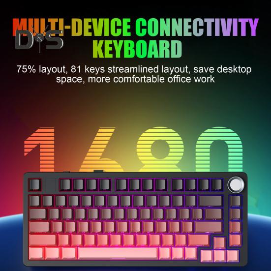 Механическая клавиатура Совместимость с Bluetooth/2.4G/Type-C Проводное подключение Трехрежимное подключение Полноразмерная клавиатура с возможностью горячей замены 81 клавиша E
Механическая клавиатура Совместимость с Bluetooth/2.4G/Type-C Проводное подключение Трехрежимное подключение Полноразмерная клавиатура с возможностью горячей замены 81 клавиша E